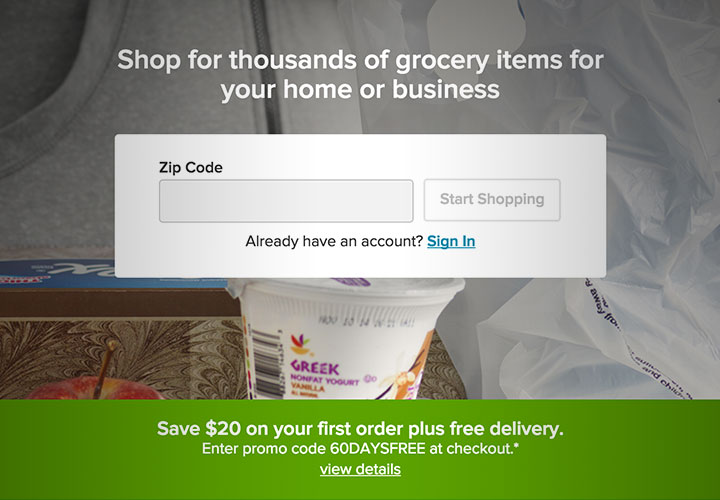 Screenshot of Peapod Gateway page on desktop