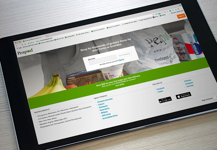 Image of Peapod Gateway page on a tablet.