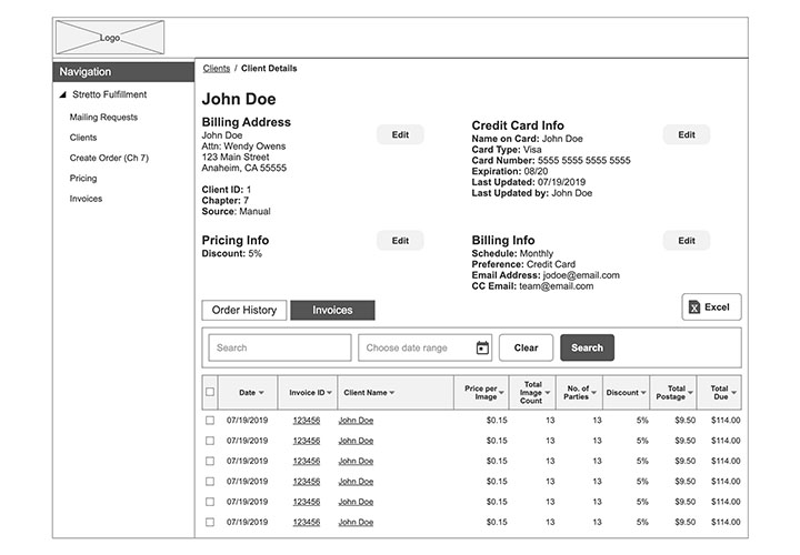 Clients - Client Details - Invoices