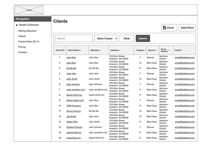 Clients - List View